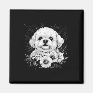 Bichon Frise Hondenliefhebber Retro Style Tattoo _ Magneet