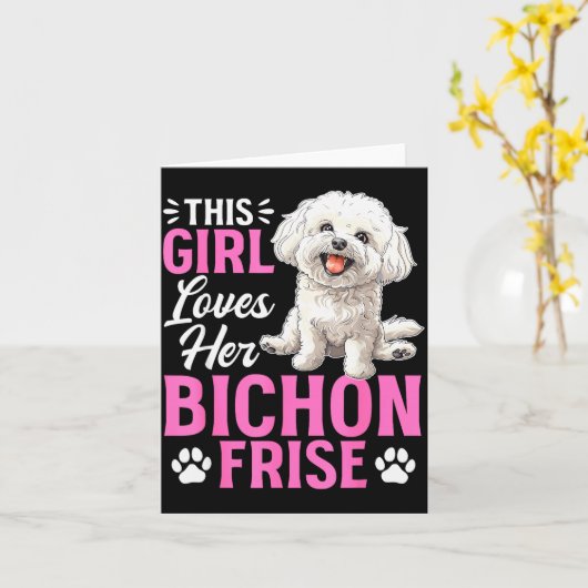 Bichon Frise-hondenras Dit meisje houdt van haar B Kaart (Gele Bloem)