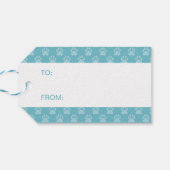 Bichon Frise hondenras op blauw Cadeaulabel (Achterkant Horizontaal)