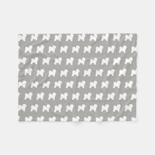 Bichon Frise Hondenras Silhouettes Pattern Fleece Deken (Voorkant (Horizontaal))