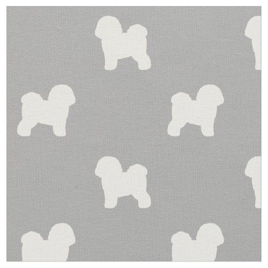 Bichon Frise Hondenras Silhouettes Patterned Stof (Close Up)