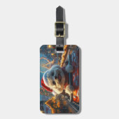 Bichon Frise Hondenroller Onderzetter Kerst Bagagelabel (Voorkant verticaal)