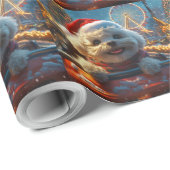 Bichon Frise Hondenroller Onderzetter Kerst Cadeaupapier (Rol Hoek)