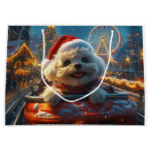 Bichon Frise Hondenroller Onderzetter Kerst Groot Cadeauzakje (Voorkant)