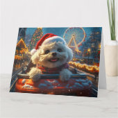 Bichon Frise Hondenroller Onderzetter Kerst Kaart (Voorkant)