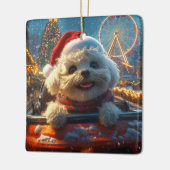 Bichon Frise Hondenroller Onderzetter Kerst Keramisch Ornament (Links)