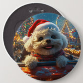 Bichon Frise Hondenroller Onderzetter Kerst Ronde Button 6,0 Cm (Voorkant /achterkant)