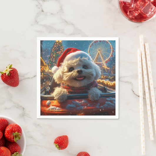 Bichon Frise Hondenroller Onderzetter Kerst Servet (Insitu)