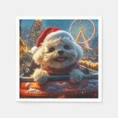 Bichon Frise Hondenroller Onderzetter Kerst Servet (Voorkant)
