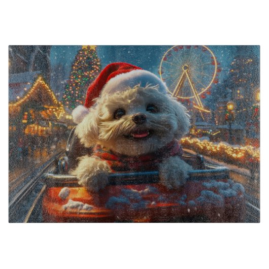 Bichon Frise Hondenroller Onderzetter Kerst Snijplank (Voorkant)