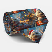 Bichon Frise Hondenroller Onderzetter Kerst Stropdas (Opgerold)