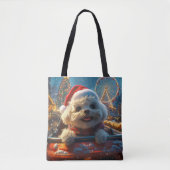 Bichon Frise Hondenroller Onderzetter Kerst Tote Bag (Voorkant)