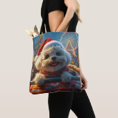 Bichon Frise Hondenroller Onderzetter Kerst Tote Bag (Dichtbij)