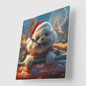 Bichon Frise Hondenroller Onderzetter Kerst Vierkante Klok (Hoek)