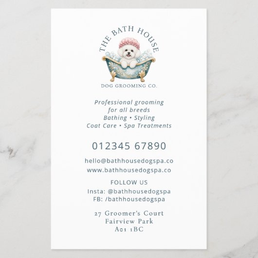 Bichon Frise Hondenverzorging Flyer - Wit (Voorkant)
