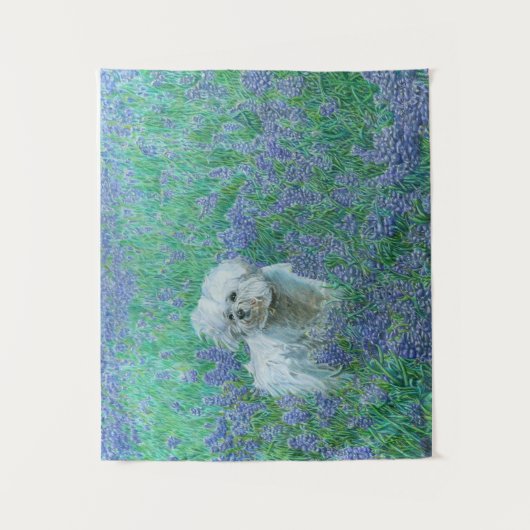 Bichon Frise in Bluebonnets Wandkleed (Voorkant)