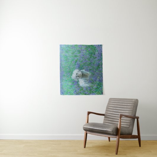 Bichon Frise in Bluebonnets Wandkleed (In situ)