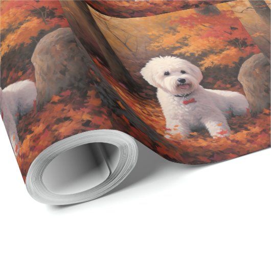 Bichon Frise in herfstbladeren Herfst Inspire Cadeaupapier (Rol Hoek)