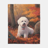 Bichon Frise in herfstbladeren Herfst Inspire Fleece Deken (Voorkant)