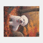 Bichon Frise in herfstbladeren Herfst Inspire Fleece Deken (Voorkant (Horizontaal))