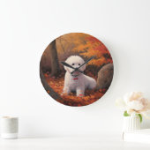 Bichon Frise in herfstbladeren Herfst Inspire Grote Klok (Huis)
