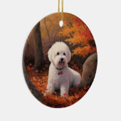 Bichon Frise in herfstbladeren Herfst Inspire Keramisch Ornament (Rechts)