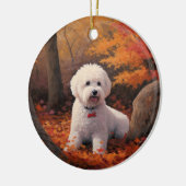 Bichon Frise in herfstbladeren Herfst Inspire Keramisch Ornament (Links)