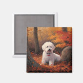 Bichon Frise in herfstbladeren Herfst Inspire Magneet (Voorkant / Achterkant)