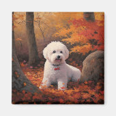 Bichon Frise in herfstbladeren Herfst Inspire Magneet (Voorkant)