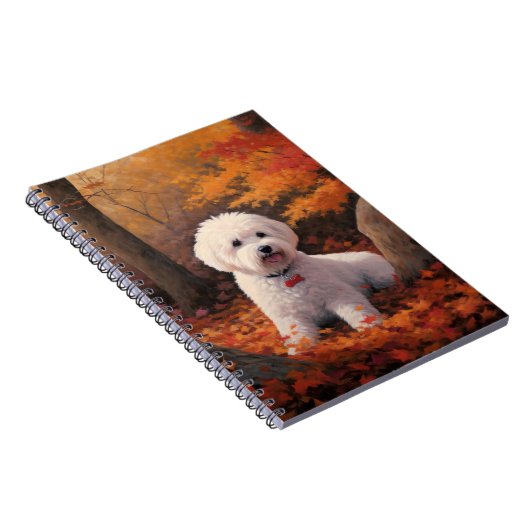 Bichon Frise in herfstbladeren Herfst Inspire Notitieboek (Rechterzijde)