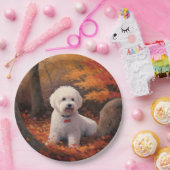 Bichon Frise in herfstbladeren Herfst Inspire Papieren Bordje (Feest)
