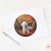 Bichon Frise in herfstbladeren Herfst Inspire Ronde Sticker (Envelop)