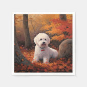 Bichon Frise in herfstbladeren Herfst Inspire Servet (Voorkant)