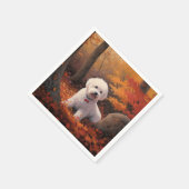 Bichon Frise in herfstbladeren Herfst Inspire Servet (Hoek)