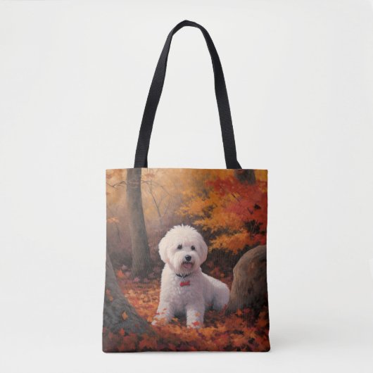 Bichon Frise in herfstbladeren Herfst Inspire Tote Bag (Voorkant)