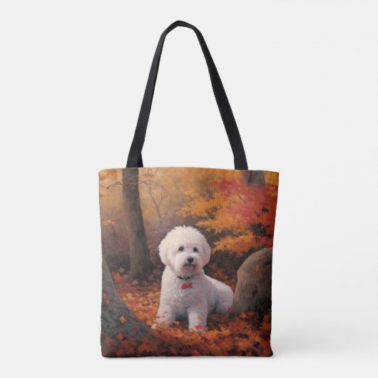 Bichon Frise in herfstbladeren Herfst Inspire Tote Bag (Achterkant)