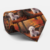 Bichon Frise in herfstbladeren val inspireert Stropdas (Opgerold)