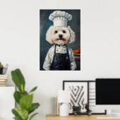 Bichon Frise In Kooksmuts Poster, Huisdier Poster (Thuiskantoor)