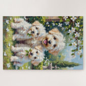 Bichon Frise Jasmine Tuin Kunst Legpuzzel (Horizontaal)