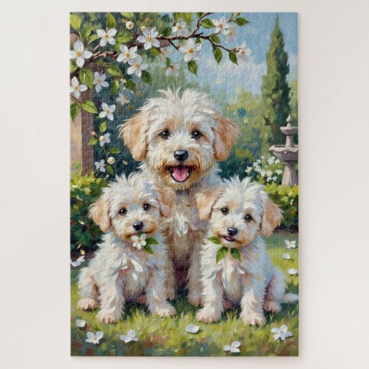Bichon Frise Jasmine Tuin Kunst Legpuzzel (Verticaal)