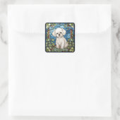 Bichon Frise kaart Vierkante Sticker (Tas)