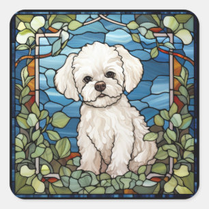 Bichon Frise kaart Vierkante Sticker
