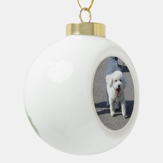 Bichon Frise keramisch sieraad Keramische Bal Ornament (Links)