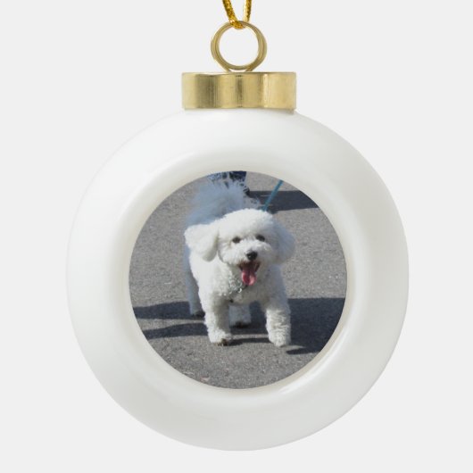 Bichon Frise keramisch sieraad Keramische Bal Ornament (Voorkant)