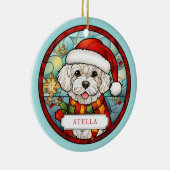 Bichon Frise keramische cirkel Ornament (Rechts)