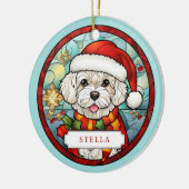 Bichon Frise keramische cirkel Ornament (Links)