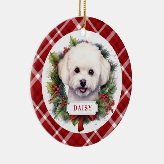 Bichon Frise keramische cirkel Ornament (Rechts)