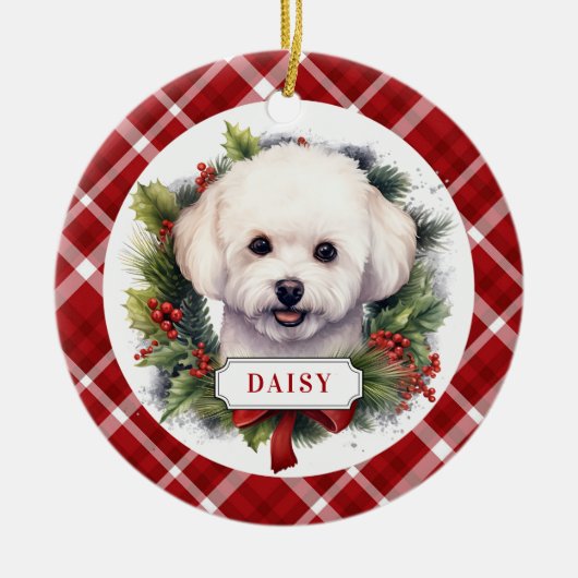 Bichon Frise keramische cirkel Ornament (Voorkant)