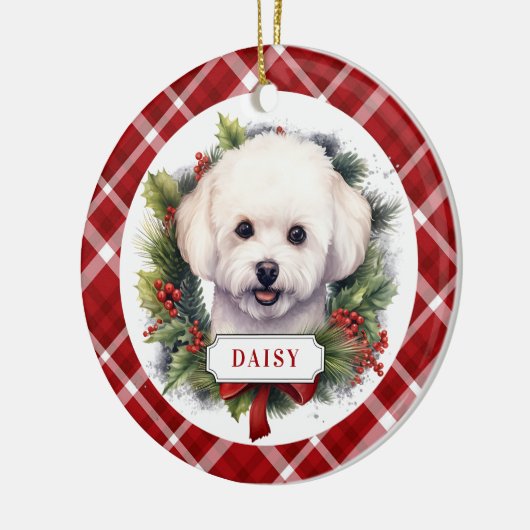 Bichon Frise keramische cirkel Ornament (Links)