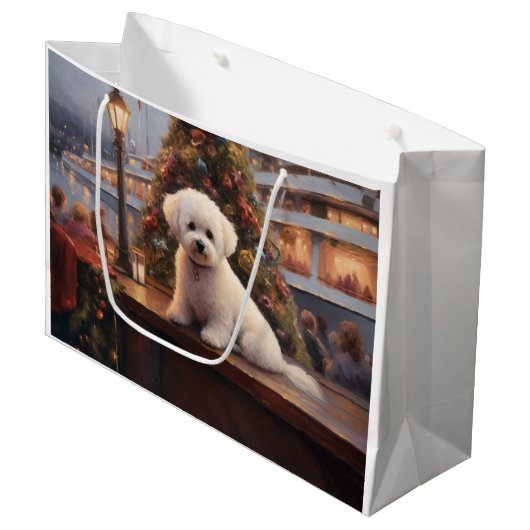 Bichon Frise Kerst Cruise: Pawsome Holiday Groot Cadeauzakje (Voorkant Gekanteld)